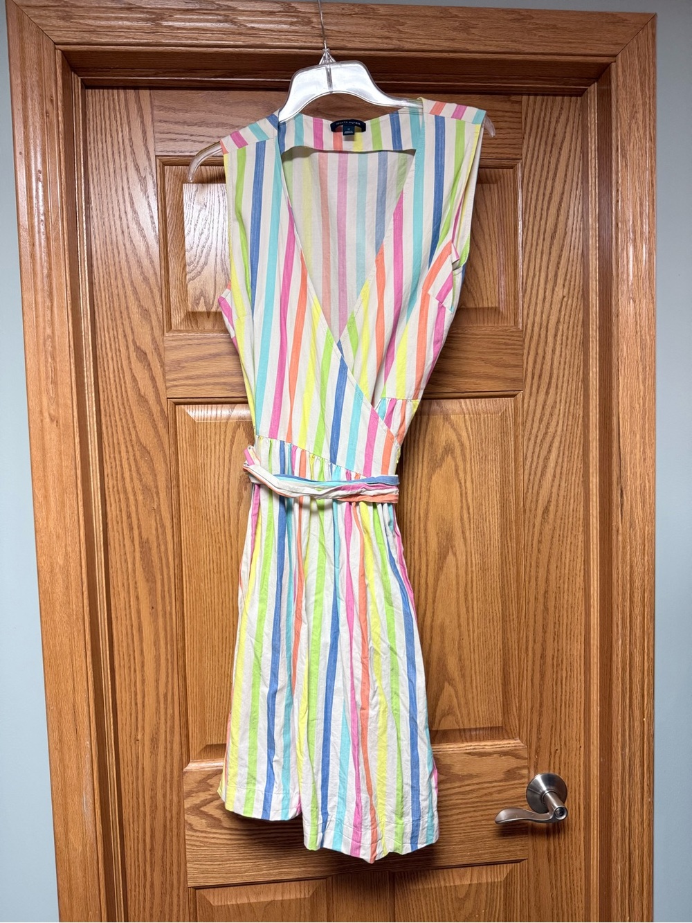 Tommy Hilfiger Striped Pastel Wrap Dress